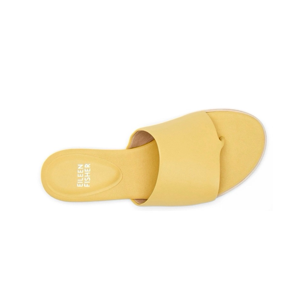 Eileen Fisher Edge Leather Thong Slide Sandals in Butter Yellow 7.5 - Picture 8 of 12